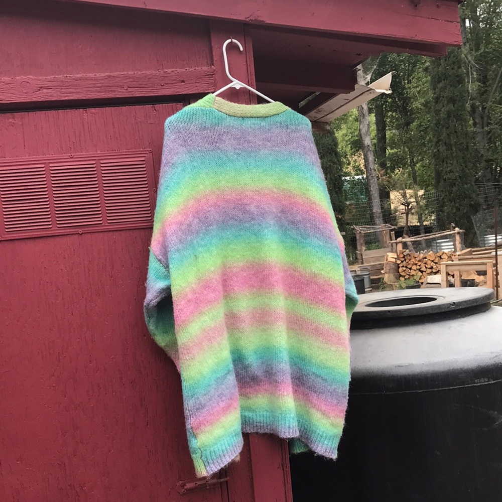 BloomChic Pastel Rainbow Open-Front Cardigan in Pink, Blue, Green, Purple, Cream - Picture 4 of 4